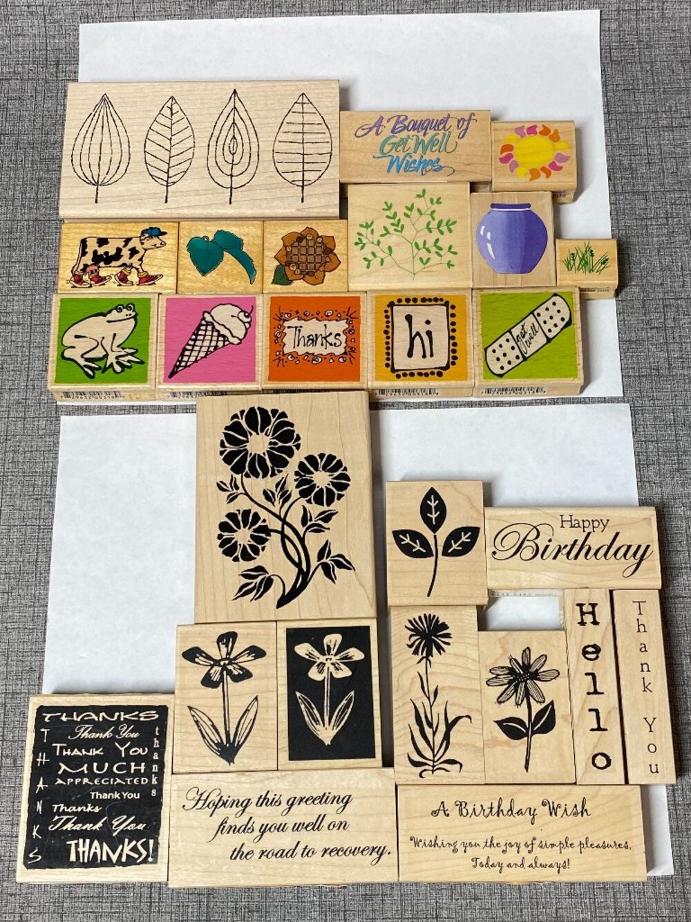 VTG Wood Rubber Stamps Endless Creations Posh Impression Judi Kins 26pc Lot